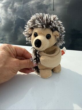 Plush Hedgehog Small Pet Toy - Beige with Brown Spines